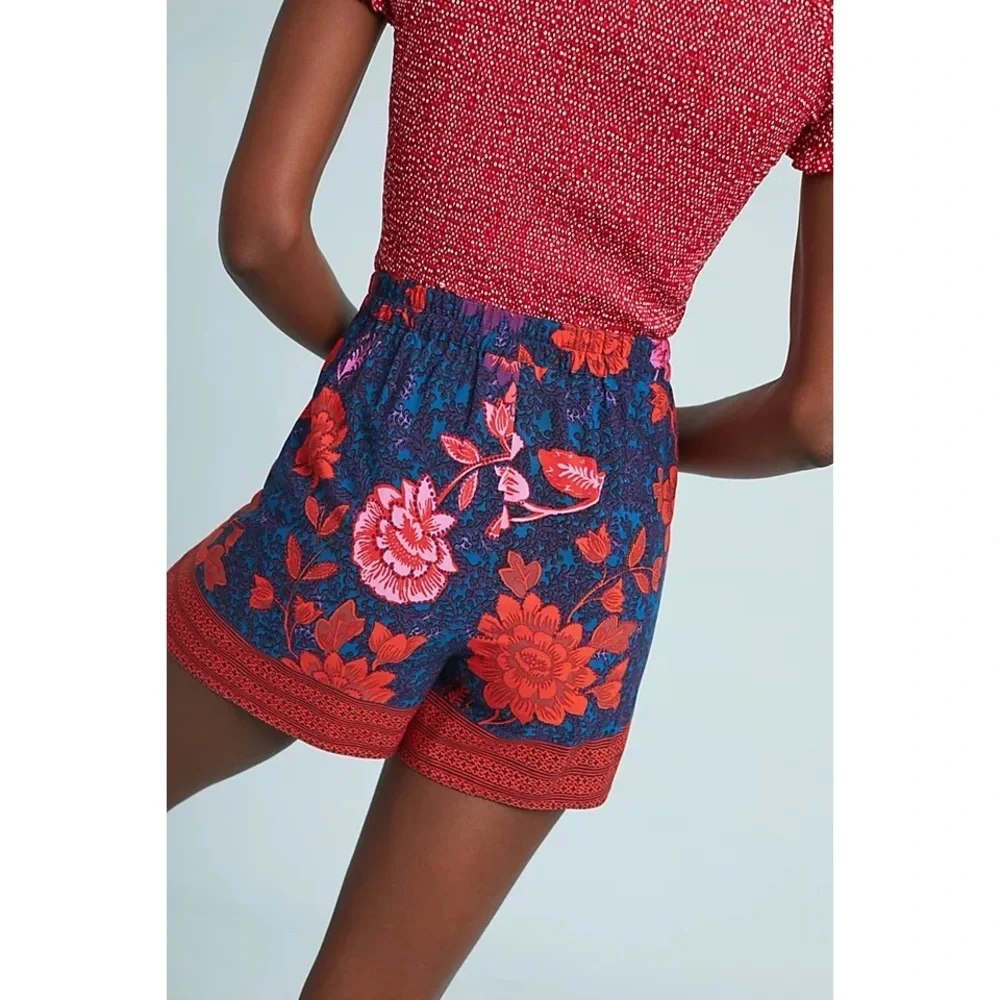 Ett:Twa by Anthropologie Wynnewood Floral Print High Rise Shorts Size Small